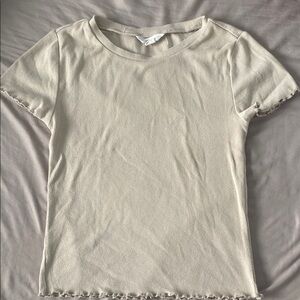 Cream Ribbed Women's Top